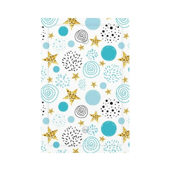 Zufioo Gold Stars Blue Dots Pattern Print Switch Wall Plate, Dustproof and Heat-resistant Decorative Wall Switch Cover, Suitable for Residential and Commercial Areas-Mid-size