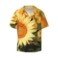 Zufioo Golden Sunflower In Field Print Mens Button Down Short Sleeve