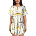 thumbnail image 1 of Zufioo Golf Icons And Golfer Print Women's Short-sleeved Pajama Set, Round Neck Button Top, Elastic Waist Drawstring Shorts, Suitable for Home, Leisure, Vacation-Medium, 1 of 6