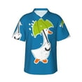 thumbnail image 1 of Zufioo Goose Holding an Umbrella Hawaiian Shirt for Men,Beach Shirts Tropical Vacation Shirts,Sleeve Casual Button Down Shirt with Pocket for Travel,Beach,Party,daily,Medium, 1 of 7