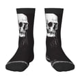 thumbnail image 1 of Zufioo Gothic Skull Drape Print Children's Mid-tube Socks, Contrast Color High Elastic Sports Socks - Sweat-absorbent, Warm, Suitable for Children Aged 6-10, 1 of 5