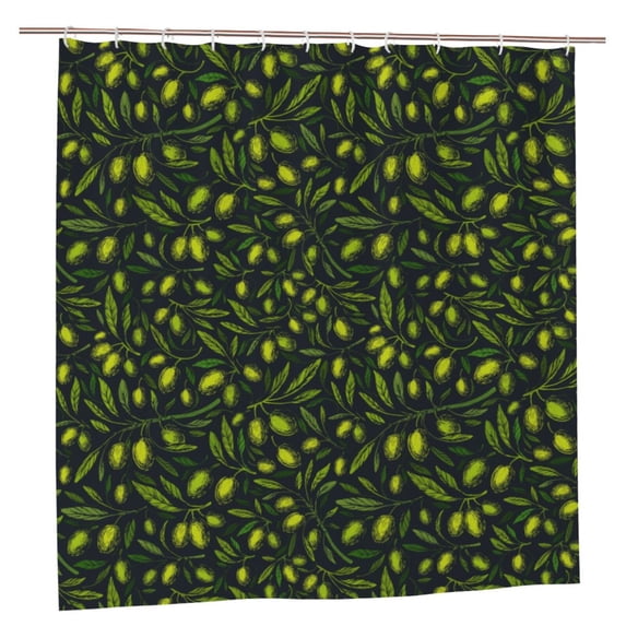 Zufioo Green Branch Olive Pattern Shower Curtain 72x72in, Waterproof Curtain for Bathroom-Waterproof, Mildew-proof, Quick-drying,Home Bathroom Supplies-One Size