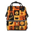 thumbnail image 1 of Zufioo Halloween Banner Symbols Print Large capacity mommy bag, diaper bag, waterproof parent-child backpack, multi-pocket design backpack suitable for travel and shopping, 1 of 6