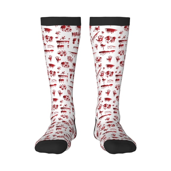 Zufioo Halloween Print Long High Thigh Socks Knee-High Warm Stocking Women Boot Sock Leg Warmer High Socks for Daily Wear, Cosplay