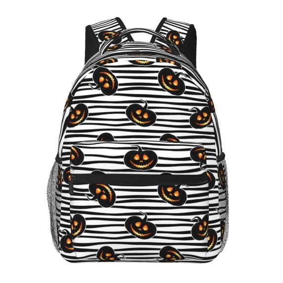 Zufioo Haloween Pumpkins Print Casual Student Backpack, Adjustable Shoulder Straps Multi-Function Multi-Pocket Sports Bag Travel Backpack, Unisex-One Size