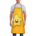 thumbnail image 1 of Zufioo Happy Cartoon Star Print Tie-up Apron, Unisex Kitchen Apron - Oil-proof, Stain-proof and Waterproof, Suitable for Restaurants and Service Industries-One Size, 1 of 9