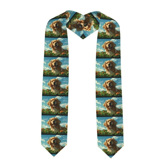 Zufioo Happy Dog In Flower Field Print Graduation Shawl Ribbon, Graduation Ribbon for Male and Female Graduates-Sharp Corner