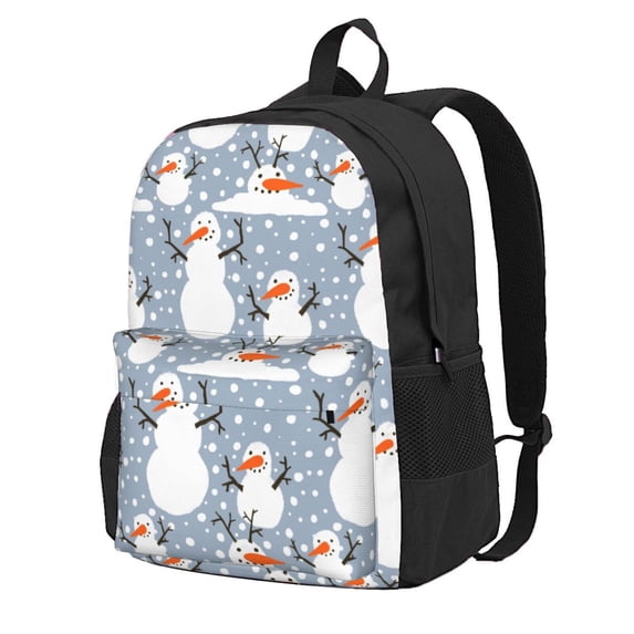 Zufioo Happy Snowmen Snowfall Pattern Adult Backpack,Wear-resistant and Breathable Multi-pocket Backpack, Suitable for Travel, Business and Outdoor Activities