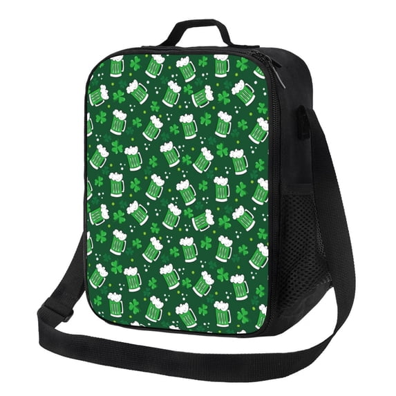 Zufioo Happy St. Patrick's Day Insulated Lunch Bag,600D Polyester Oxford Fabric, Leakproof & Reusable Lunch Tote, Adjustable Shoulder Strap,Food Freshness Keeper with Utensils