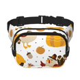 thumbnail image 1 of Zufioo Happy Thanksgiving Print Square Double Layer Waist Bag, Durable & Stylish Fanny Pack with Zippered Pockets and Adjustable Strap for Outdoor & Daily, 1 of 9
