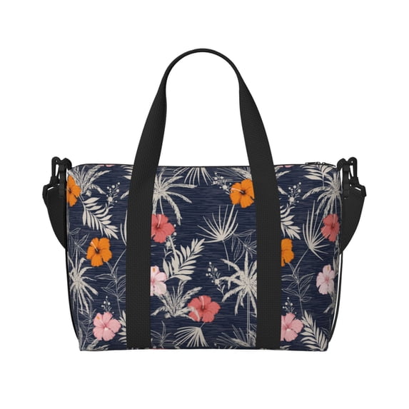 Zufioo Hawaiian Style Pattern Hand-held Travel Bag, Waterproof Adjustable Shoulder Strap Crossbody Duffel Bag, Suitable for Work, Short trips, Sports