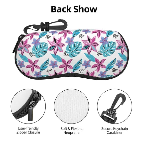 Zufioo Hawaiian Style Print Sunglasses Case Tactical Zipper Sunglasses Carrying Case for Men Women