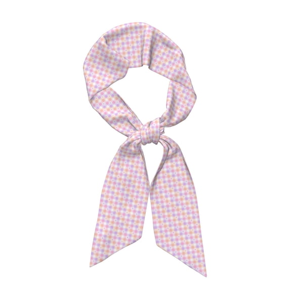 Zufioo Heart Buffalo Plaid Print Women's Long Silk Scarves, Dust and Sun Protection Headscarves, Scarves, Handbags, Clothing Accessories, Suitable for Travel, Dating-One Size