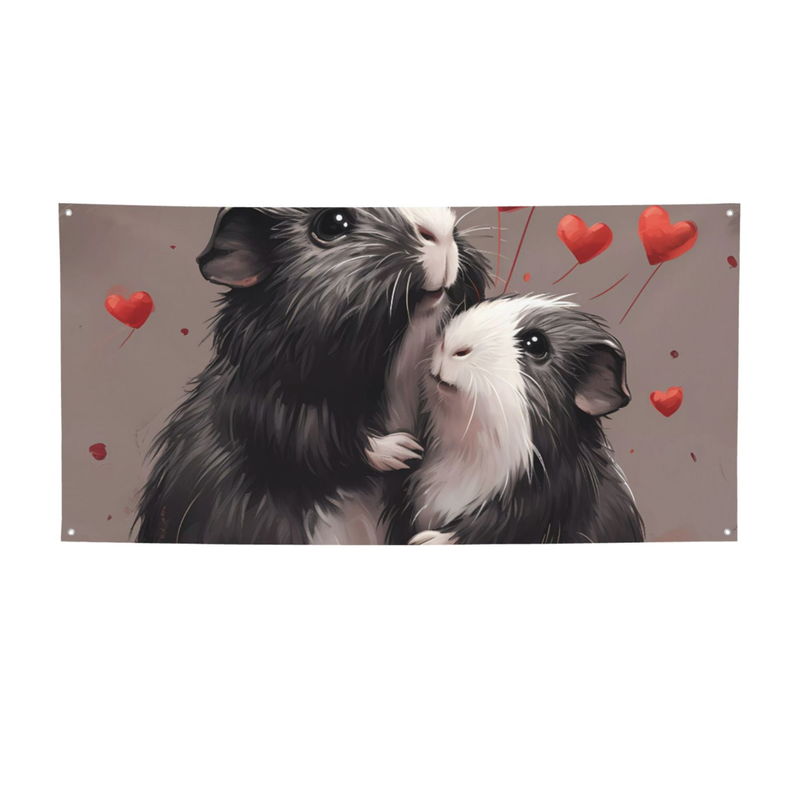 Image showcasing Zufioo Heart Guinea Pig Couple Print Holiday Banners, Party Banners ...