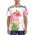 thumbnail image 1 of Zufioo Hello Summer Gnome Print Men's Baseball Short Sleeve, Moisture Wicking Button-Down Hip Hop Tee-3X-Large, 1 of 7