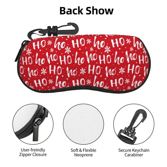 Zufioo Hohoho Print Sunglasses Case Tactical Zipper Sunglasses Carrying Case for Men Women
