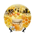 thumbnail image 1 of Zufioo Honey Bee Print Bone China Decorative Plate, Ceramic Dinner Plate with Stand Ceramic Decoration Homewares-7in, 1 of 6