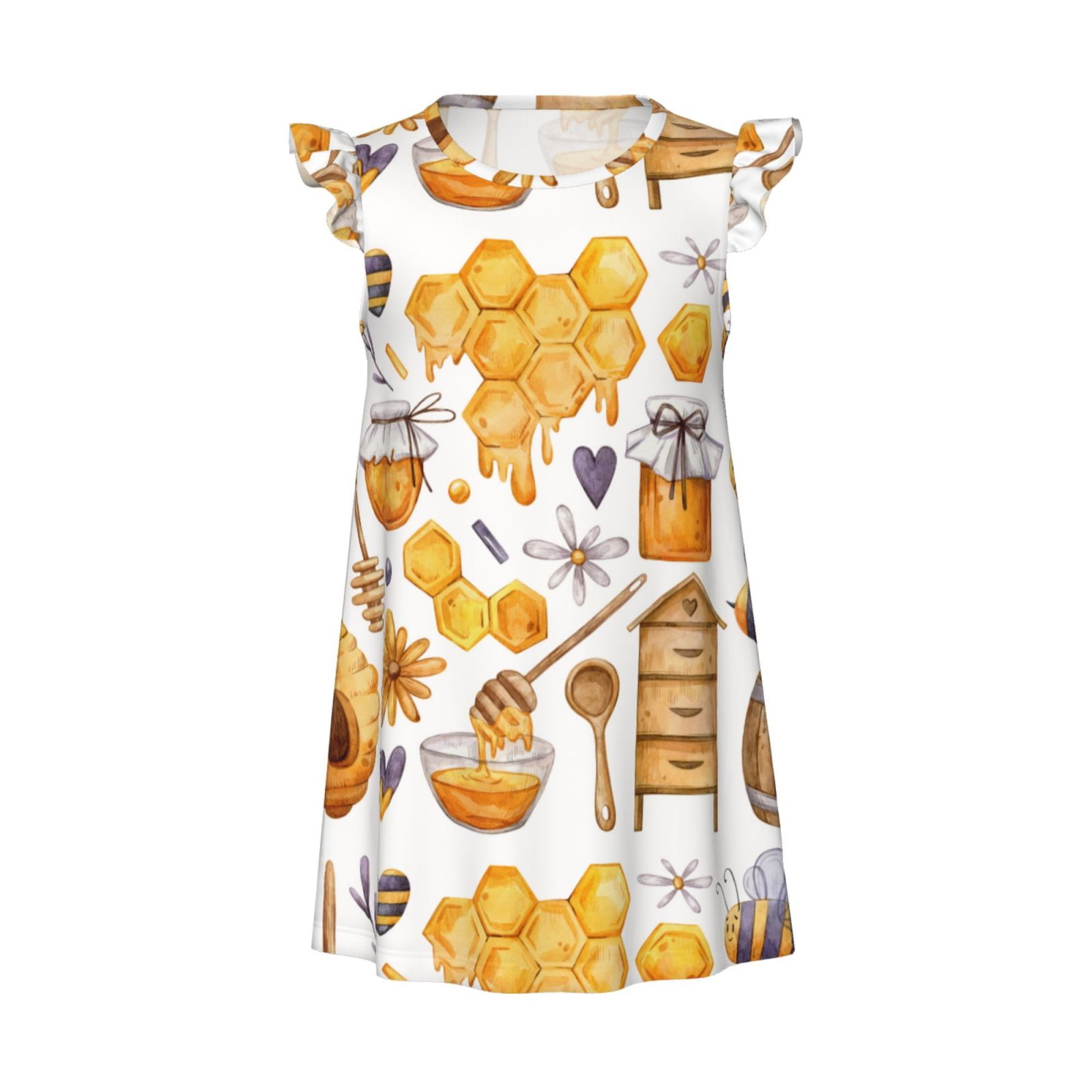 Zufioo Honey Bee Set Girls Nightgowns Toddler Girl Pajamas Soft & Cute