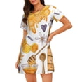 thumbnail image 1 of Zufioo Honey Bee Set Print Women's Nightgown, Round Neck Short-sleeved Pajamas, Home Wear Suitable for Home and Outing, 1 of 6
