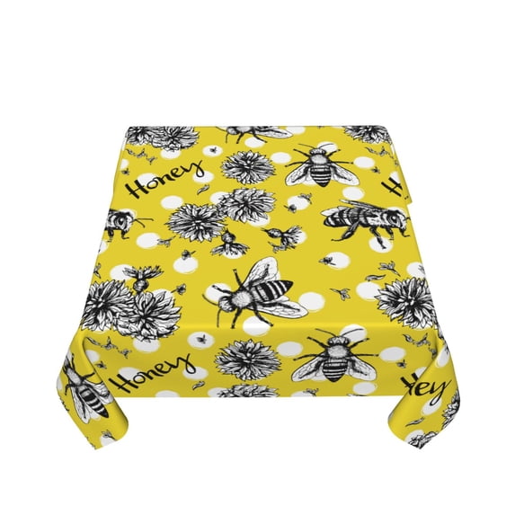 Zufioo Honeybee Print Square Decorative Tablecloth, Wrinkle-resistant, Waterproof and Oil-resistant Tablecloth Coffee Table Cloth, Suitable for Restaurants-60"x60"