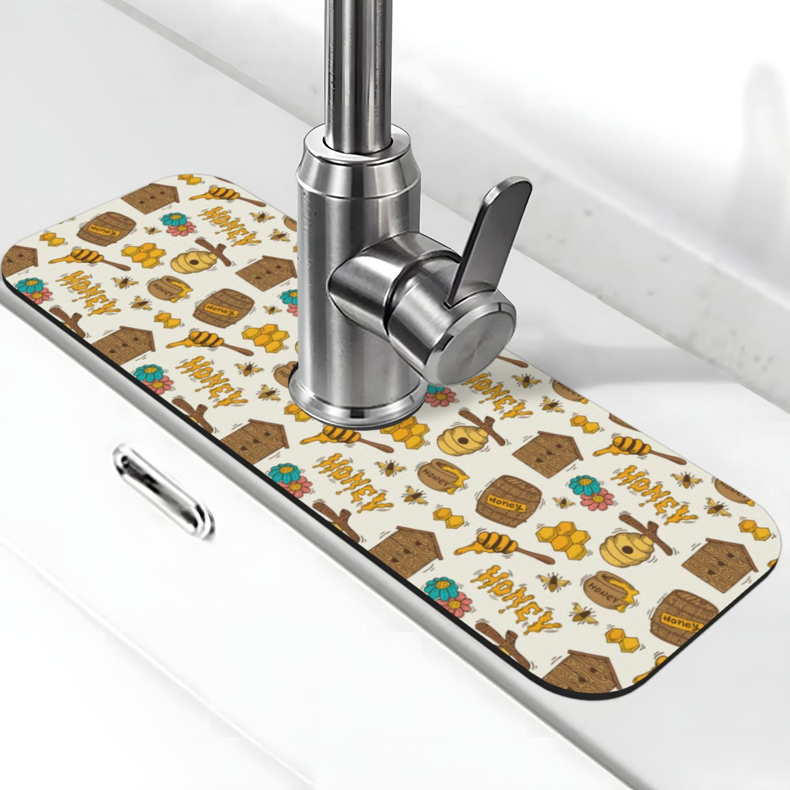 Zufioo And Honey Kitchen Sink Splash Guard, Faucet Mat Splash