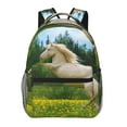 thumbnail image 1 of Zufioo Horse Rearing Up In The Field Print Casual Student Backpack, Adjustable Shoulder Straps Multi-Function Multi-Pocket Sports Bag Travel Backpack, Unisex-One Size, 1 of 5