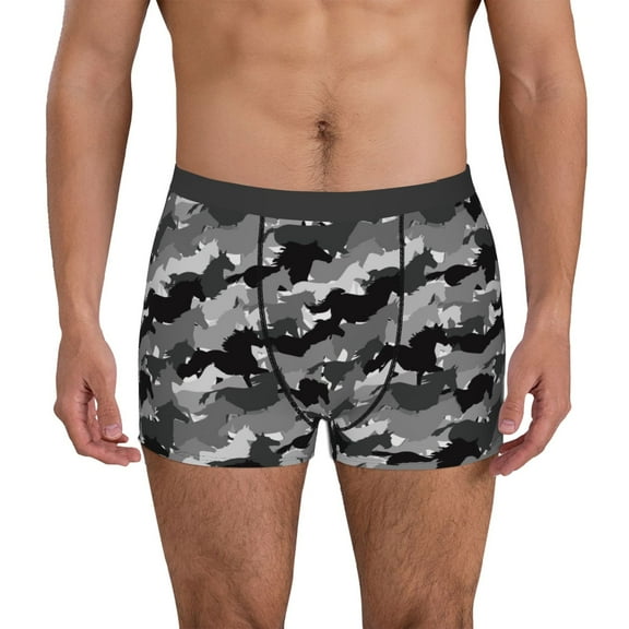 Zufioo Horse Silhouette Print Men's Boxer Briefs, Moisture Wicking Boxer Briefs Underwear-XX-Large