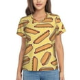 thumbnail image 1 of Zufioo Hot Dogs Print Women's Classic V-neck T-shirt, V-neck Short-sleeved Tops Home Wear, Suitable for Daily Life, Work, Outdoors-Medium, 1 of 8
