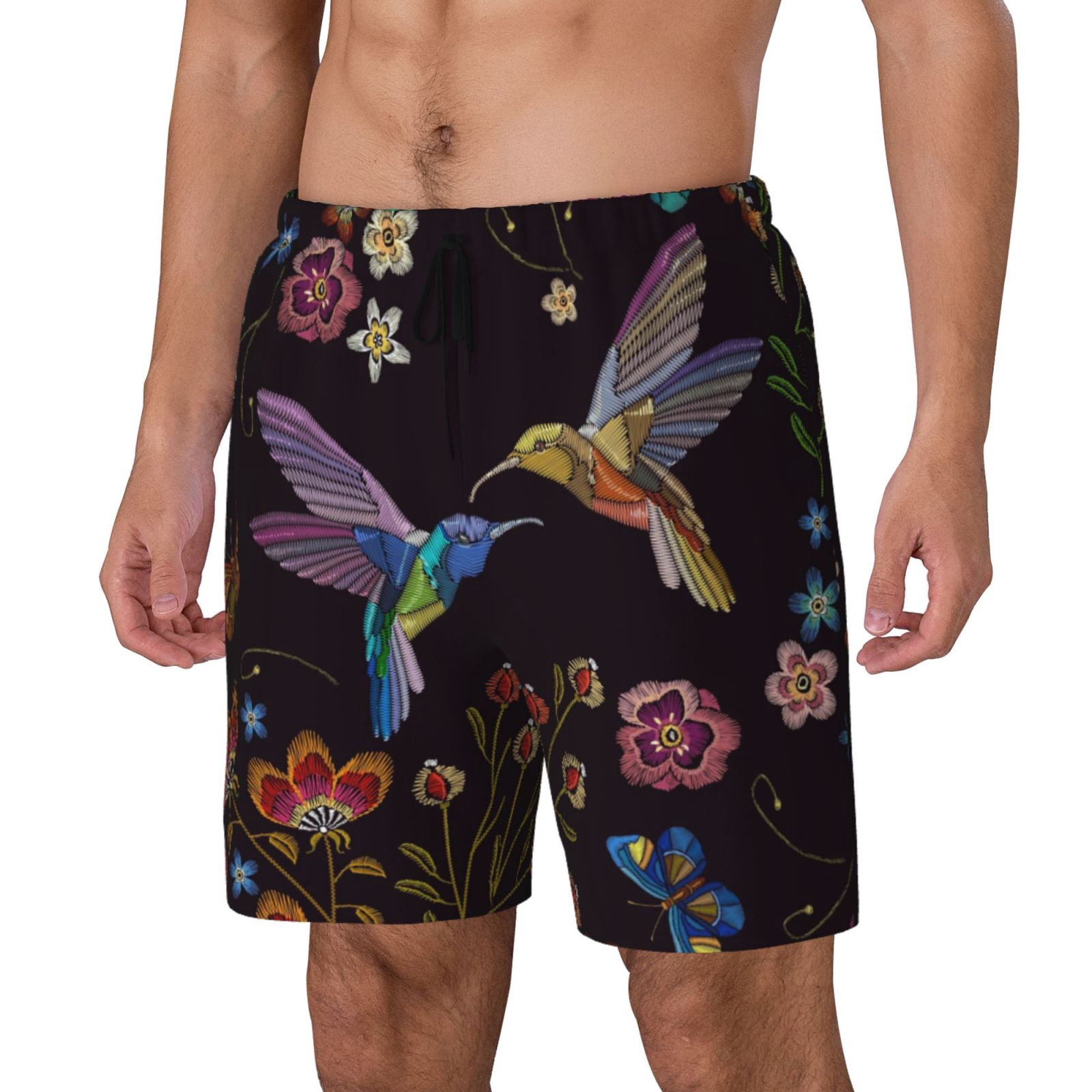 Zufioo Humming Bird Mens Swimsuit Trunks with Compression Liner,Quick ...