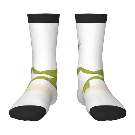 Zufioo Hunting Frog Print Children's Mid-tube Socks, Contrast Color High Elastic Sports Socks - Sweat-absorbent, Warm, Suitable for Children Aged 6-10