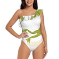 thumbnail image 1 of Zufioo Hunting Frog Print One-shoulder Ruffled One-piece Swimsuit, High Elastic Integrated Removable Chest Pad Swimsuit Suitable for Beach, Pool and Vacation-XX-Large, 1 of 6