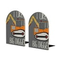 thumbnail image 1 of Zufioo I Like Big Digger Print Wooden Bookends, Metal Bookshelf Non-slip Bookends, Home Furnishings Suitable for Bookcases Offices, 1 of 8