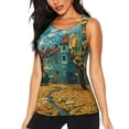 thumbnail image 1 of Zufioo Impressionist Village Sky Print Women's Vest, Sleeveless Quick-drying Sports T-shirt, Suitable for Yoga, Running, Fitness-XX-Large, 1 of 7