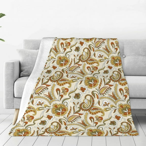 Zufioo Indian Paisley Fleece Blanket Queen Size,Plush Bed Blanket,Ultra Soft Throw Blanket,Plush Fuzzy Cozy Blanket Perfect for Bed,Couch-40"x30"