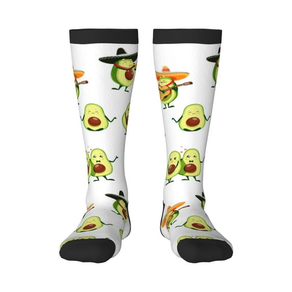 Zufioo Kawaii Mexican Avocado Print Long High Thigh Socks Knee-High Warm Stocking Women Boot Sock Leg Warmer High Socks for Daily Wear, Cosplay
