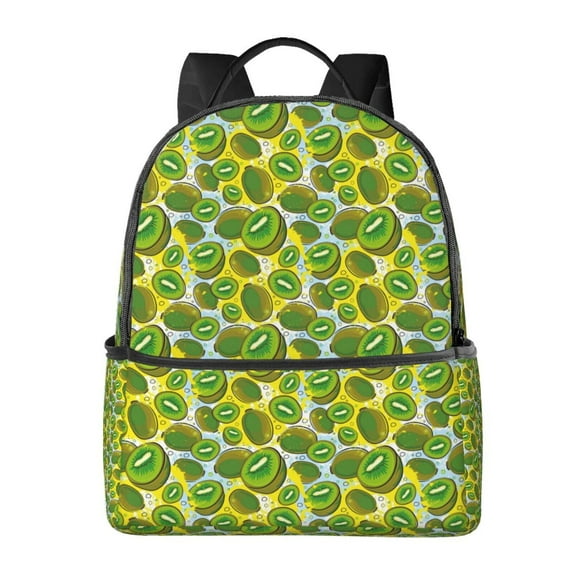 Zufioo Kiwi Fruits Summer Print Fashion Large Capacity Backpack, Zippered Multi-compartment Travel Work Campus Lightweight Backpack, Unisex