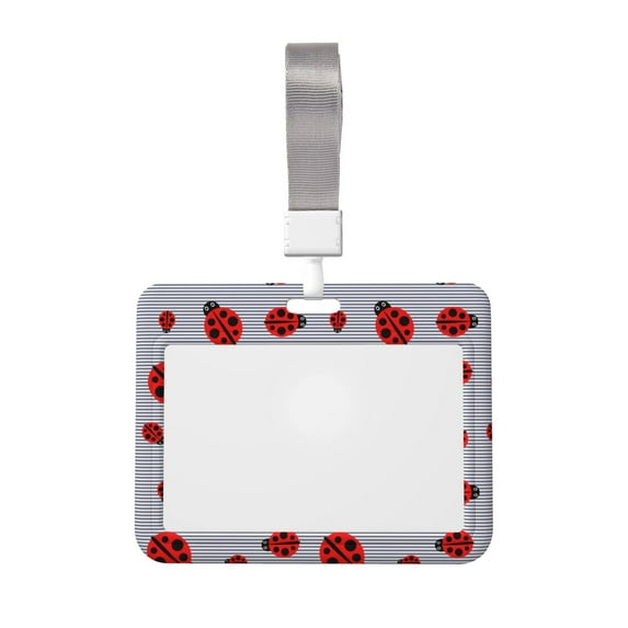 Zufioo Ladybug Print Work Badge Protective Case, Waterproof Lanyard, Badge Transparent Clip, Suitable for Induction Card Badge Swipe Credit Card