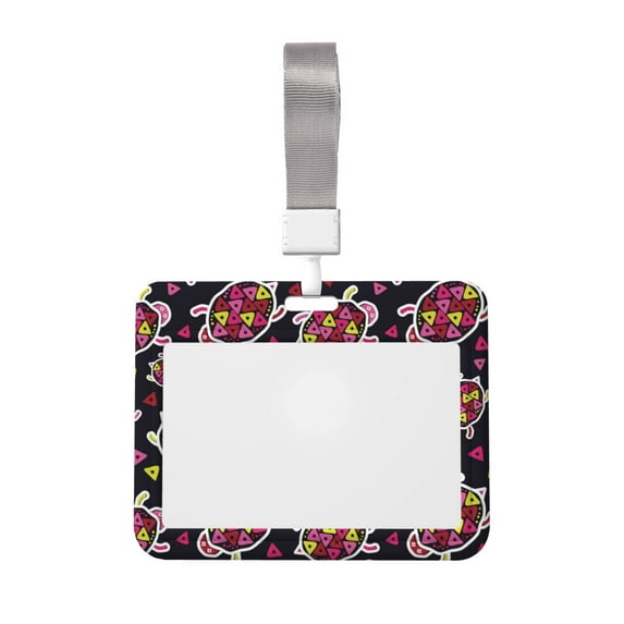 Zufioo Ladybug Print Work Badge Protective Case, Waterproof Lanyard, Badge Transparent Clip, Suitable for Induction Card Badge Swipe Credit Card