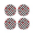 thumbnail image 1 of Zufioo Ladybugs Of Black And White Checkers Print Leather Coaster Set, Decorative PVC Coasters 4-pack - Scald and Stain-resistant, Suitable for Home, Cafes, Restaurants-Round Shape, 1 of 6
