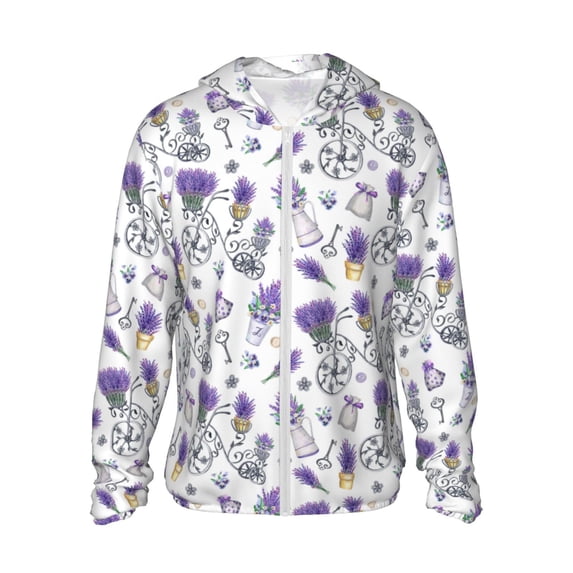 Zufioo Lavender Bicycle Sun Shirt for men and women,Sun Hoodie shirt,Unisex UV Shirt,Hiking Outdoor Performance Jackets,Fishing Shirt -Medium