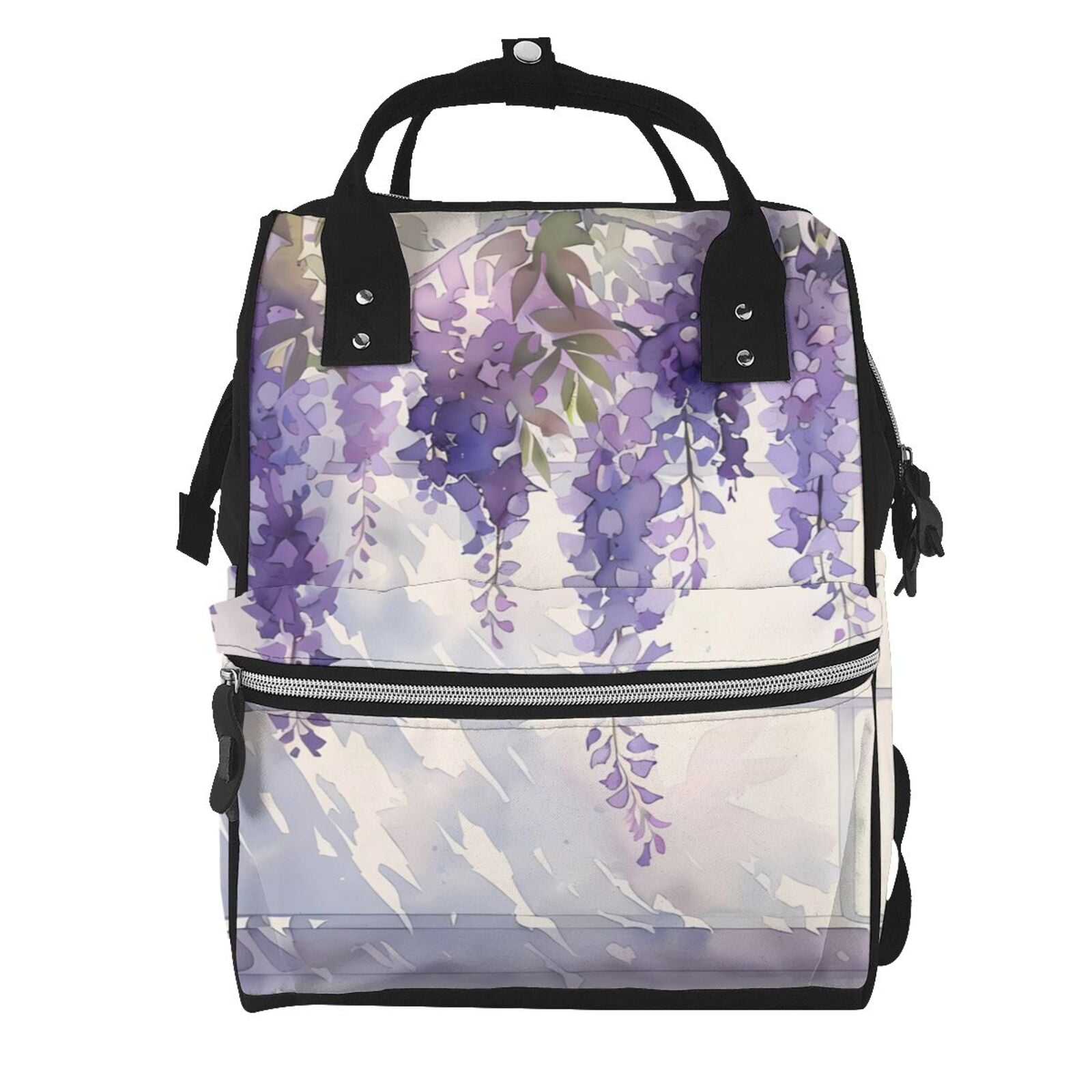 Zufioo Lavender Blooms Window Print Large capacity mommy bag, diaper ...