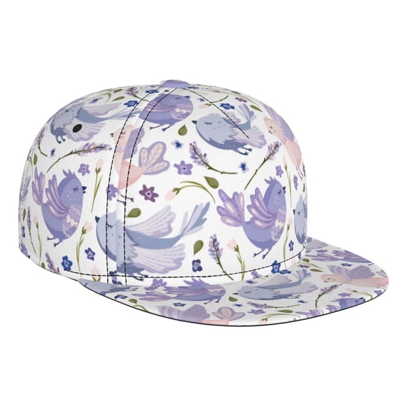 Zufioo Lavender Flowers Print Flat Brim Baseball Cap, Sun Protection, Sweat Absorption, Adjustable Sports Cap, Suitable for Men and Women in All Seasons