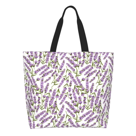 Zufioo Lavender Flowers for Women's Single-shoulder Shopping Bag, Large-capacity Handbag Storage Bag, Commuter Bag Campus Bag Travel Bag-One Size