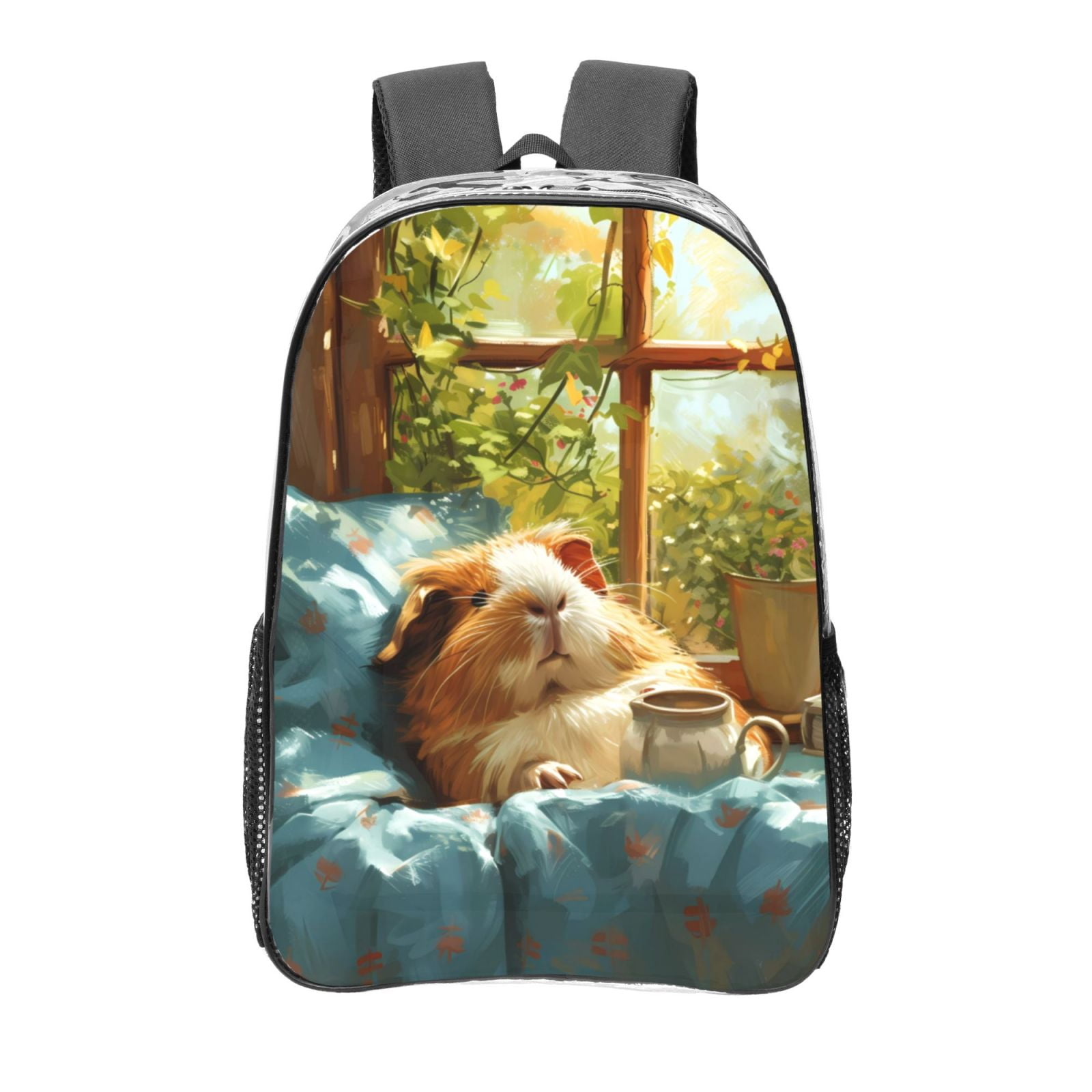 Zufioo Lazy Home Style Guinea Pig Print Transparent Backpack, 16-inch ...