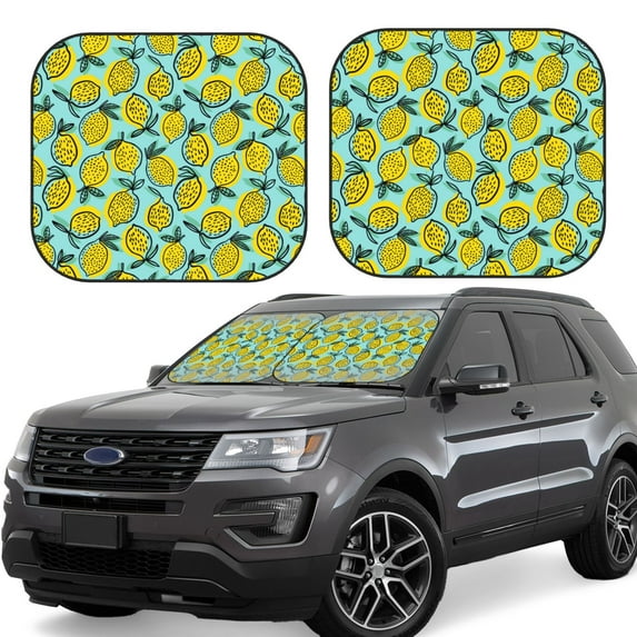 Zufioo Lemon1 Print Folding Car Windshield Sun Visor, Anti-ultraviolet Sun Visor, Suitable for Trucks, Vans Car Accessories-Large