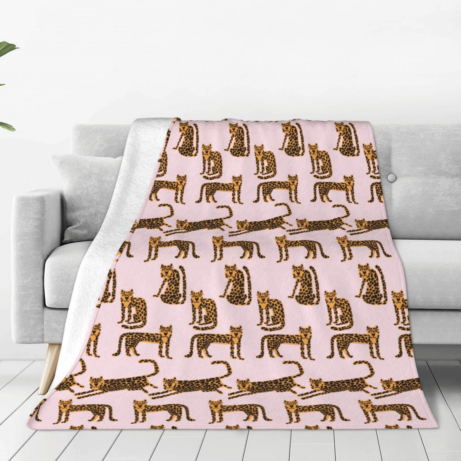 Zufioo Leopard Print Fleece Blanket Queen Size,Plush Bed Blanket,Ultra