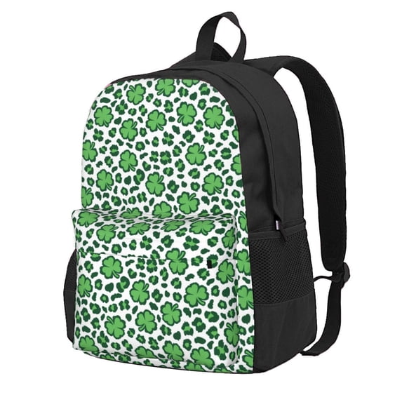 Zufioo Leopard print St. Patrick's Day Pattern Adult Backpack,Wear-resistant and Breathable Multi-pocket Backpack, Suitable for Travel, Business and Outdoor Activities