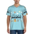 thumbnail image 1 of Zufioo Let's Go on an Adventure Print Men's Baseball Short Sleeve, Moisture Wicking Button-Down Hip Hop Tee-Large, 1 of 7
