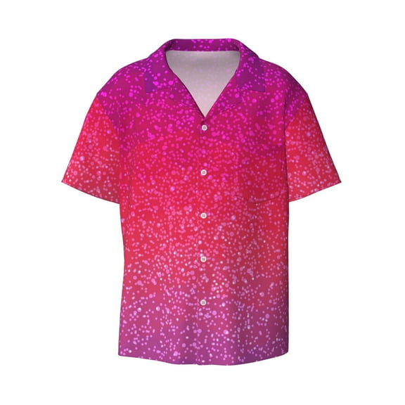Zufioo Light Purple Glitter Print Mens Button Down Short Sleeve Shirt,Classic Plaid Shirt,Mens Accessories Fashion Shirt-4X-Large