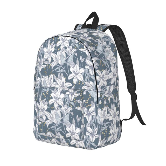 Zufioo Lilies Flowers Canvas Backpack,Mens Small Backpack for Work